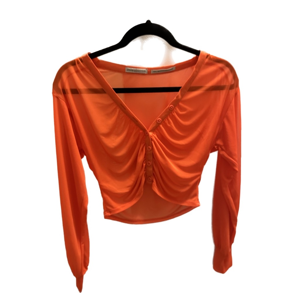 Urban Outfitters Orange Mesh Blouse Medium